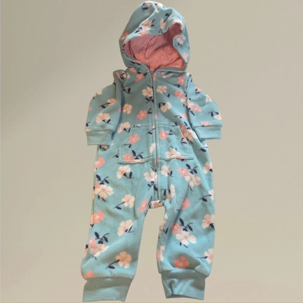 Carter's Pink and Blue Floral Baby Outfit-Size 6mos EUC